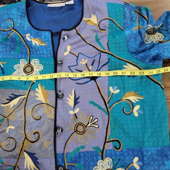 Vintage Draper's & Damon's Women's Artsy Patchwork Embroidered Jacket Size XL - Picture 10 of 16